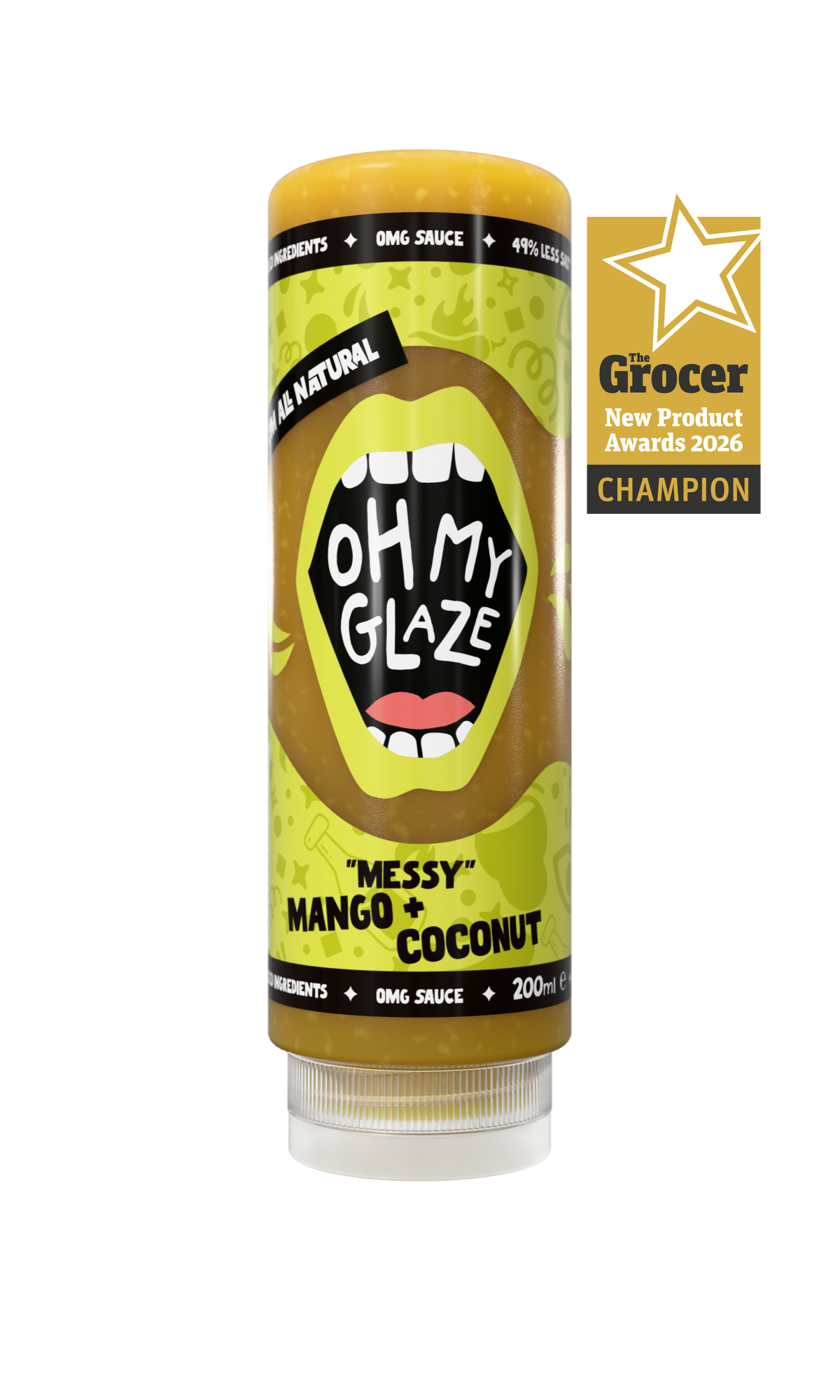 Oh My Glaze Messy Mango & Coconut award-winning mango and coconut sauce 200ml bottle